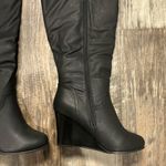Journee Collection Black Wedge Knee-High Boots Size 8 WC Photo 11