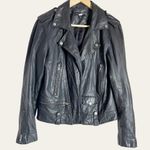 Slate + Willow Black Leather Biker Moto Jacket Size M Photo 3