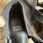 Eileen Fisher  Black Leather Open Peep Toe Chunky Block Heeled Shoes Sandals 8 Photo 5