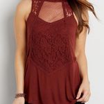 Maurice's  Burgundy tank with lace overlay Photo 0