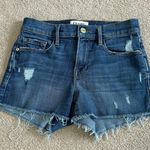 Frame  Denim Le Cut Off Shorts Dar Wash Indigo Distressed Mid Rise Size 24 Photo 0