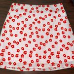 SheIn Light Pink with Red Flowers Mini Skirt Zipper Size Small Photo 0