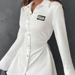 Lavishly Paris NWT,  Chic Letter Patched  Flounce Sleeve Shirt Dress Photo 5
