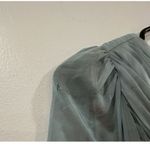 Mac Duggal  67886 Blue Illusion Puff Sleeve Pleated Bodice Embellished Gown 14 Photo 5