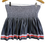 Lucky In Love High Tech Smocked Skirt Womens Size Medium Grey Diamond Geo Stripe Gray Photo 0