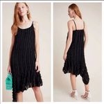 Anthropologie Eri + Ali Black Fringed Asymmetrical Slip Midi Dress XS Photo 1