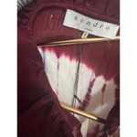 Sandro Blouse Womens Size 8 Red White Silk Tie Neck Ruffle Sleeveless Multicolor Photo 7