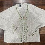 Vintage cardigan mother of pearl buttons rose ribbon embroidery size M f… White Size M Photo 0