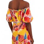Farm Rio  Neon Macaws Mini Dress Off The Shoulder Puff Sleeve Women's Size XL Photo 1