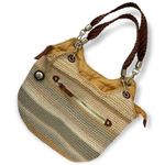 The Sak | Indio Crochet Neutral Sand Stripe Tightweave Medium Shoulder Bag Purse Photo 0