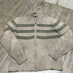 Gap 3/$25 size Small Women’s khaki/gray & green Striped Full Zip Hoodie Sweater Photo 0