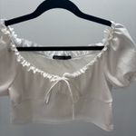 Boohoo White Tie Front Crop Top Photo 3