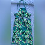 Floral Halter Cutout Dress Blue Size M Photo 1