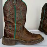 Justin Boots Gypsy Raya 12” Tall Western Cowgirl Boots Sz 6.5B Brown Turquoise Photo 10