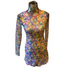 DELIAS Flower Power 90s Mesh Mini Dress size XS Pink Photo 2