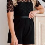 EXPRESS Daisy Eyelet Lace Rhinestone Color Embellishment Puff Sleeve Polo Romper Photo 11