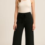 Molly Bracken High Rise Black Knitted Flared Sweatpants Photo 0