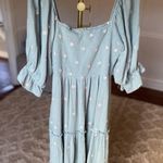 Listicle  Cotton Gauze Maxi Dress Teal Embroidered Floral Romantic Castlecore L Photo 0