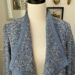 Talbots NWT  Blue Tweed Open Front Jacket Blazer Cardigan $179 M Photo 2