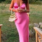 ZARA  maxi dress hot satin pink lingerie ruffled midi party Valentine’s date wedding  Photo 2