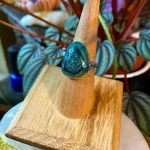 Mediterranean Green Carved Aura Druzy Sterling Silver Size 6.5 Green Photo 0