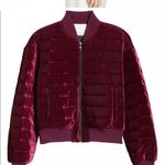 Tibi Burgundy Velvet Bomber Jacket Quilted Cropped Photo 0
