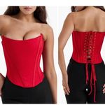 House Of CB NWOT  'Genevieve' Scarlet Red Satin Lace Back Corset sz XS Photo 2
