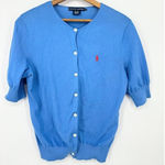 Ralph Lauren  Blue Label Women Cardigan Blue V-Neck Cotton Button Size XL Preppy Photo 0