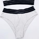 SheIn Contrast Mesh High Waisted Bikini Swimsuit Set Black and White Size Large Photo 2