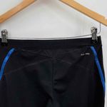 Adidas Athletic Capri Pants Womens 8 Black Polyester Blue Trim Mesh Panel Photo 3