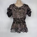Cecico Vintage Y2K  Sheer Babydoll Top Womens S Black Pink Whimsigoth Romantic Photo 5