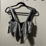 ZARA Silver Sequin cropped top Photo 3