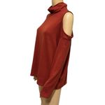 Gibsonlook Cold Shoulder Long Sleeve Brick Red Turtleneck Top Womens Large Photo 2