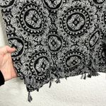 Lands' End  Black White Medallion Print Sarong Oblong Scarf Tassel NWT Photo 8