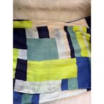 Silk Blend Geometric Print Scarf 12" X 66" Multicolor Stripe Pattern Vintage Green Photo 3