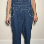 Revolt Denim Overalls with Floral Details Size 18 Blue Photo 0