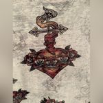 Affliction  Sacred Heart Roses Embroidered Crop Tee Women White & Red Size Medium Photo 8