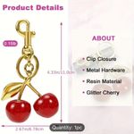 T Party Fashion Cherry Keychain Charm - Resin 🍒 with Gold-Tone Metal Clip for Handbag and Purse Photo 6