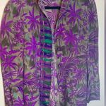 Dana Buchman Vintage  Silk Tropical Print Long Sleeve Shirt Size 6 Purple Photo 3