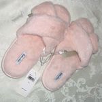 Splendid  Pink Furry Criss Cross Open Toe Slip On Slippers Shoes M/L Photo 3