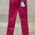 ZARA  - Damaged Skinny Jeans in Red Photo 0