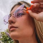 Retro Purple Rimless Butterfly Shaped Sunglasses Photo 2