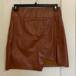 NWOT | Women’s brown faux leather miniskirt —‎ large Photo 0