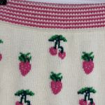 Love Shack Fancy  Pawley Skirt Size XS Ivory Pink Knit Mini Strawberry Cherry Print Photo 5