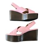 Marni Women’s Pink Leather Open Toe Platform Wedge Sandals Heels Size 40 Photo 9