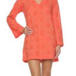 Helen Jon Coral Floral Embroidered Swim Cover Tunic Orange Photo 0