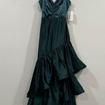 Dress the Population  Clarice Pine Green Ruffle Tiered Satin Dress Small S Photo 0