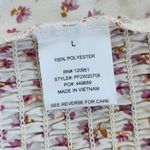  Cream and Pink Floral Boho Crop Top NWT Size Large Pink Rose Blouse Photo 7