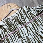 Garnet Hill silk & cotton olive green zebra artsy stripe boxy sweater women’s S Photo 3