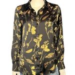 Elie Tahari Black Floral Button Up Shirt Size S Photo 0